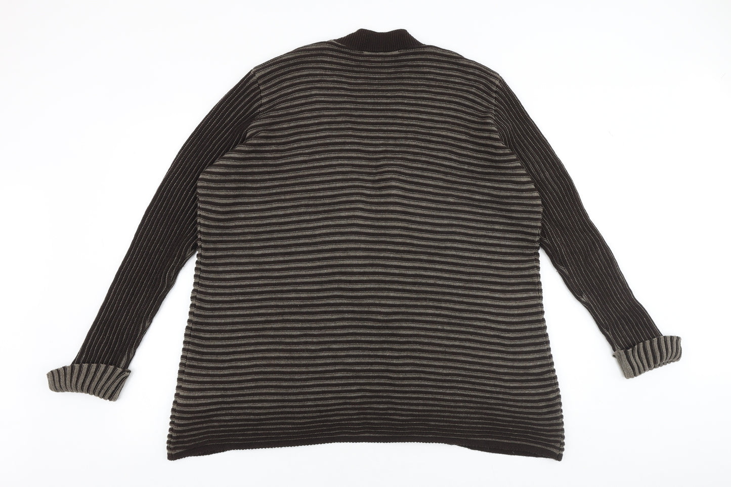 Olsen Womens Brown V-Neck Striped Acrylic Cardigan Jumper Size 20