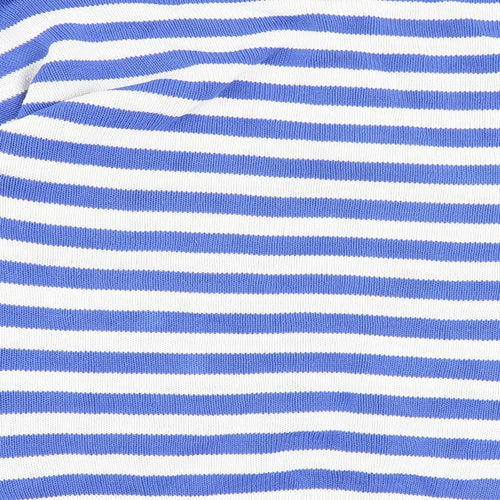 Preworn Womens Blue Round Neck Striped 100% Cotton Pullover Jumper Size 14