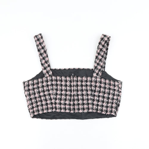 Primark Womens Pink Geometric Viscose Cropped Tank Size 14 Square Neck