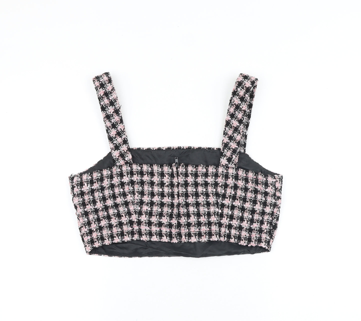Primark Womens Pink Geometric Viscose Cropped Tank Size 14 Square Neck