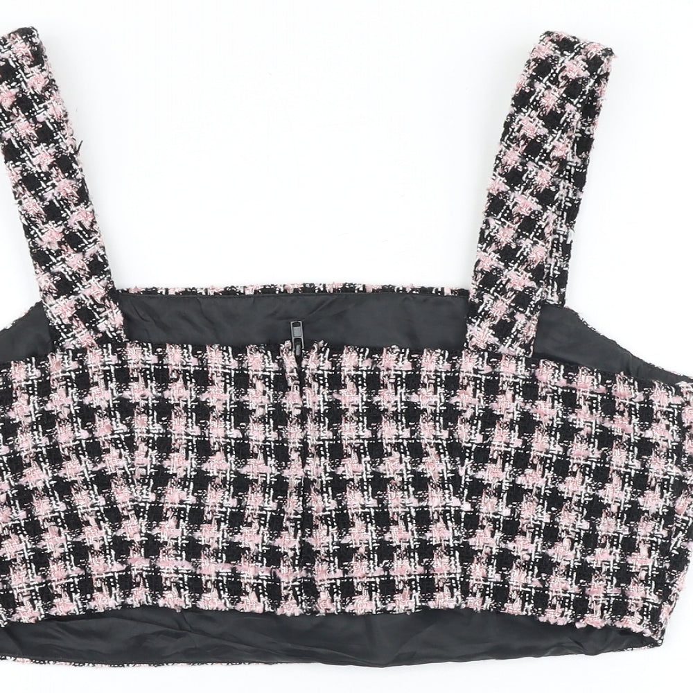 Primark Womens Pink Geometric Viscose Cropped Tank Size 14 Square Neck