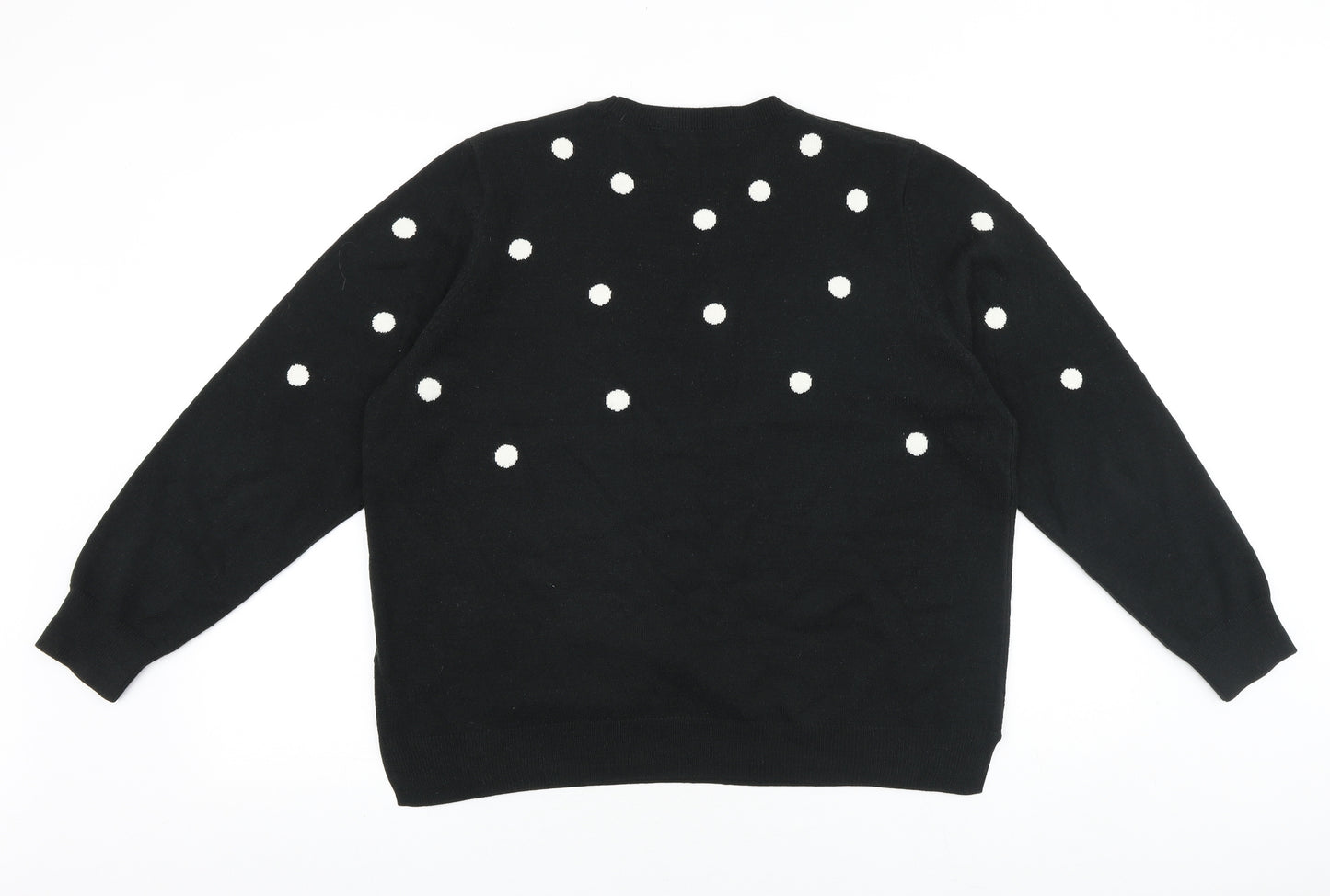 Marks and Spencer Womens Black Round Neck Polka Dot Acrylic Pullover Jumper Size 18
