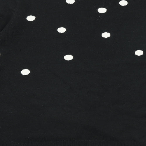 Marks and Spencer Womens Black Round Neck Polka Dot Acrylic Pullover Jumper Size 18