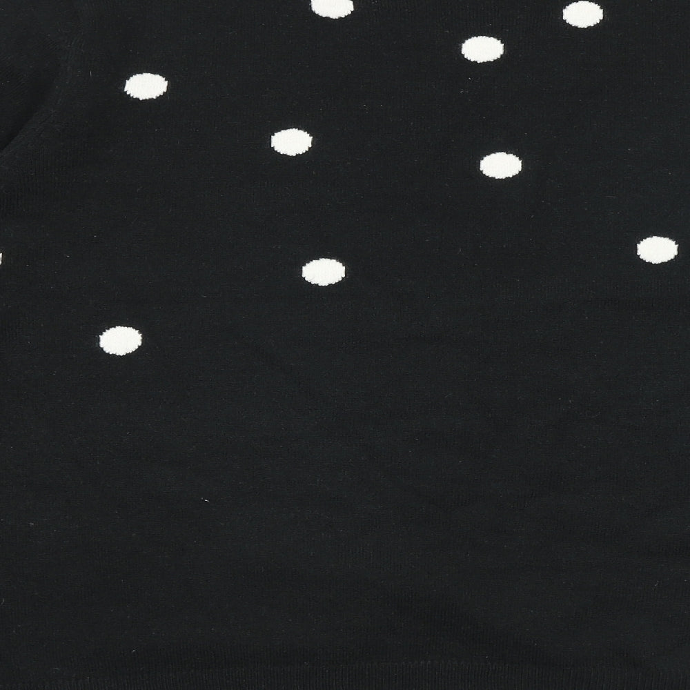 Marks and Spencer Womens Black Round Neck Polka Dot Acrylic Pullover Jumper Size 18