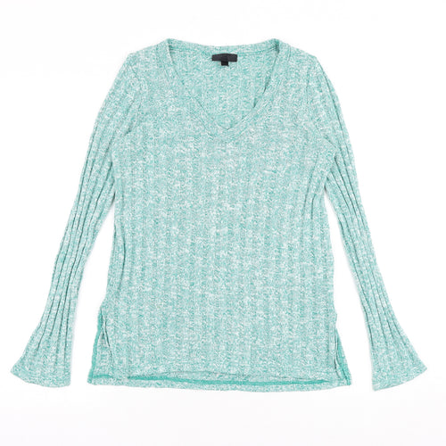 Topshop Womens Green V-Neck Acrylic Pullover Jumper Size 8