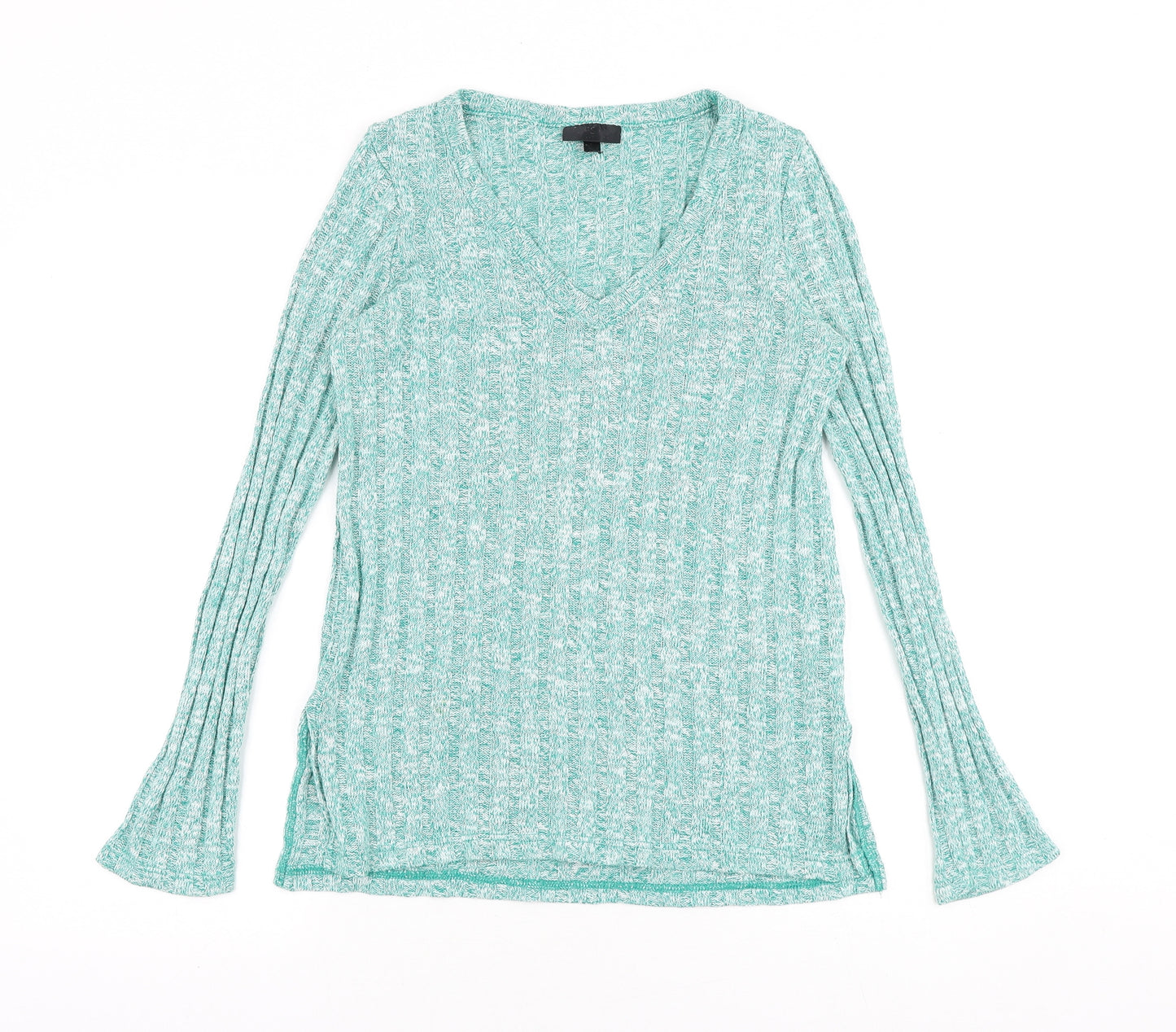 Topshop Womens Green V-Neck Acrylic Pullover Jumper Size 8