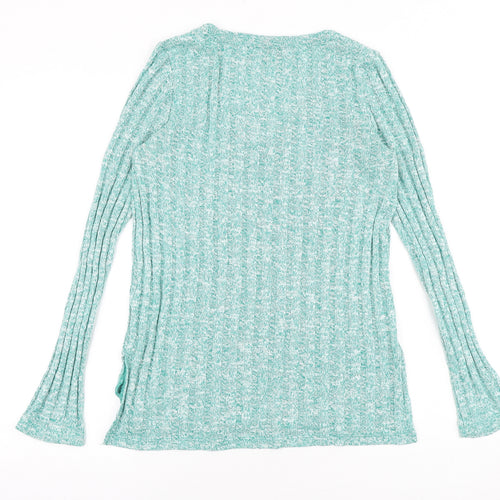 Topshop Womens Green V-Neck Acrylic Pullover Jumper Size 8