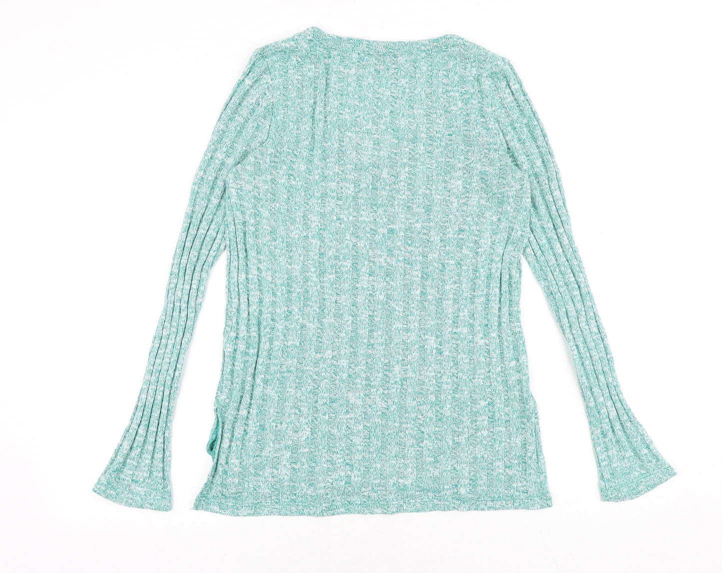 Topshop Womens Green V-Neck Acrylic Pullover Jumper Size 8