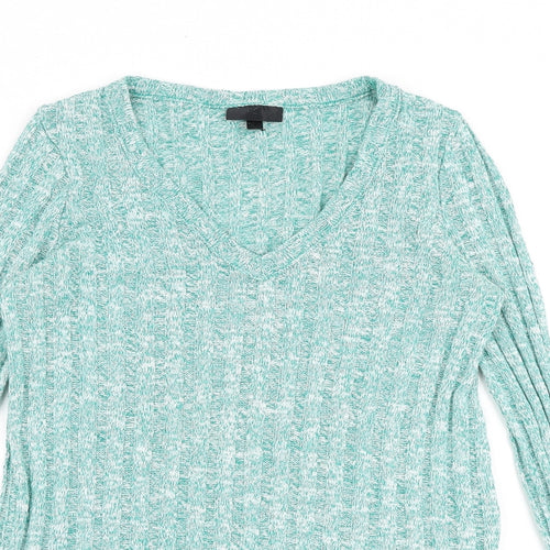 Topshop Womens Green V-Neck Acrylic Pullover Jumper Size 8
