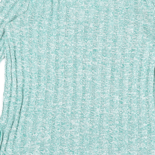 Topshop Womens Green V-Neck Acrylic Pullover Jumper Size 8