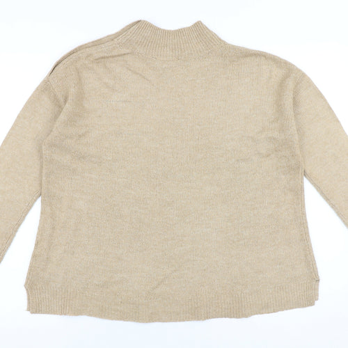 Dorothy Perkins Womens Brown Mock Neck Acrylic Pullover Jumper Size 8