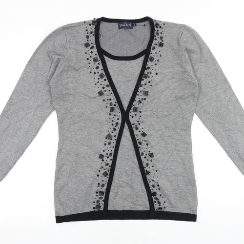 Saloos Womens Grey Round Neck Wool Pullover Jumper Size S