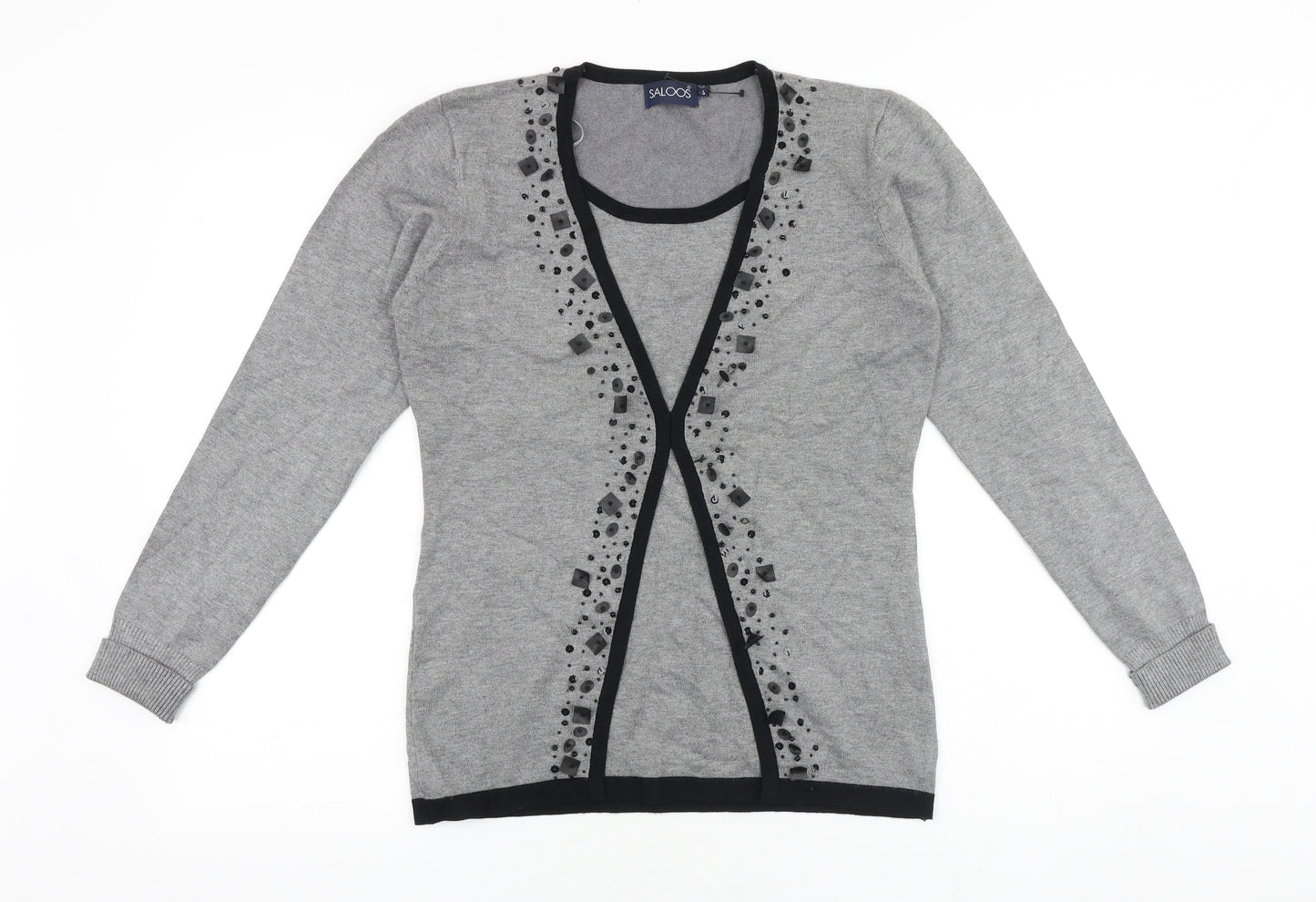 Saloos Womens Grey Round Neck Wool Pullover Jumper Size S