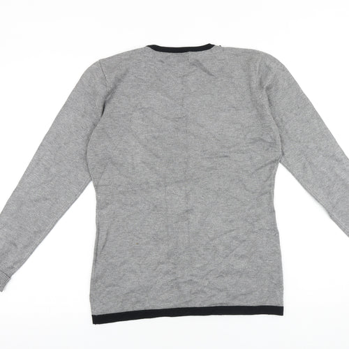 Saloos Womens Grey Round Neck Wool Pullover Jumper Size S