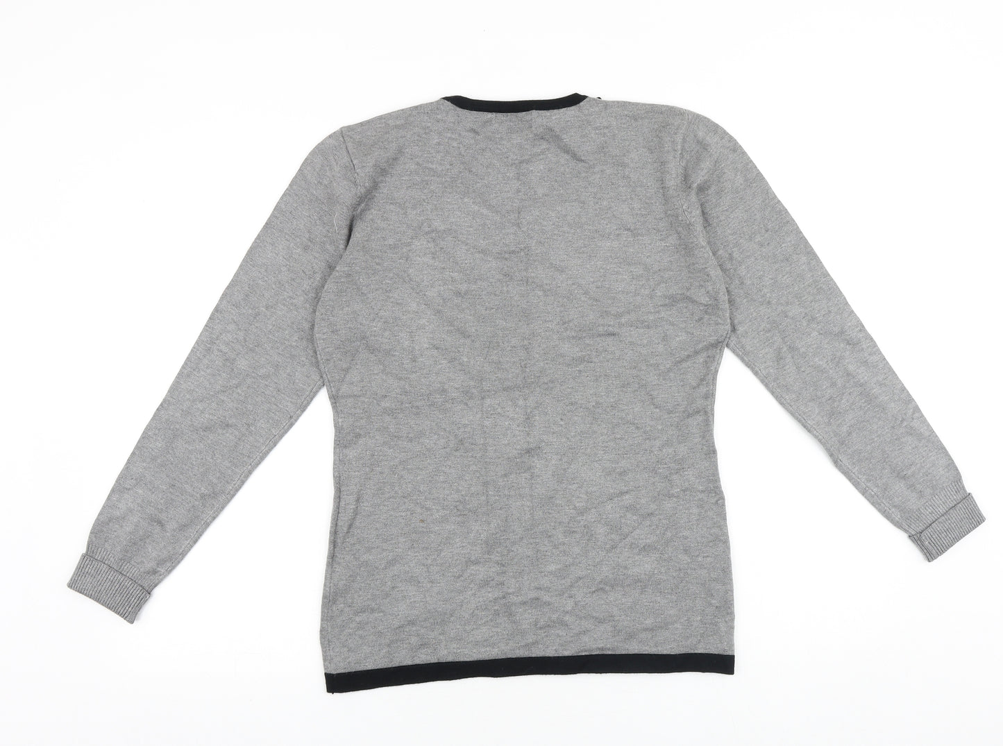Saloos Womens Grey Round Neck Wool Pullover Jumper Size S