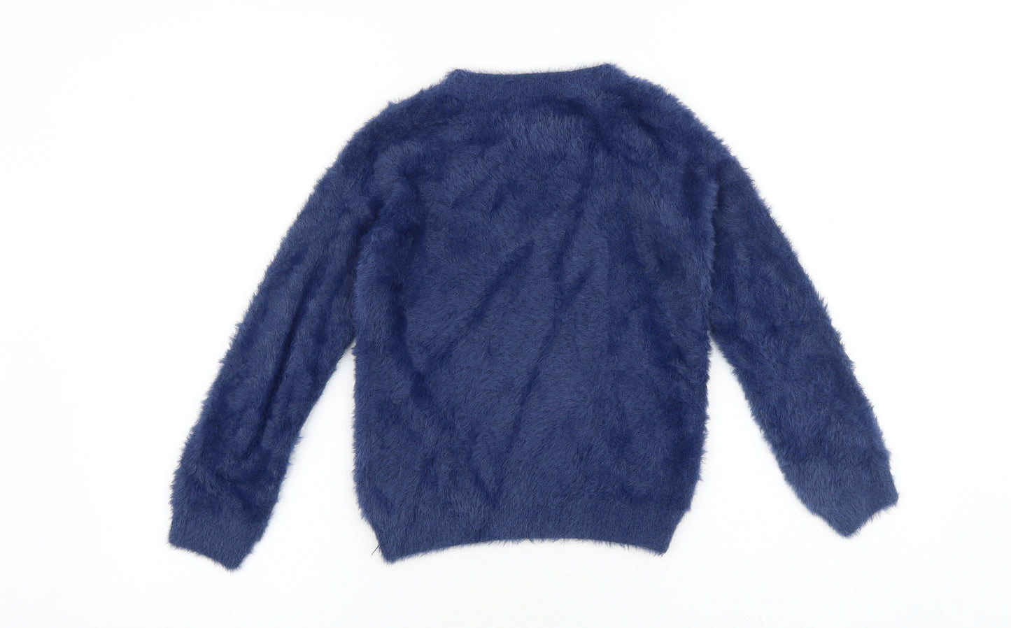 Marks and Spencer Girls Blue Round Neck Polyamide Pullover Jumper Size 7-8 Years Pullover - Unicorn