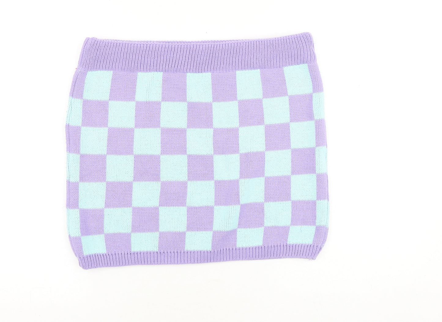 COLLUSION Womens Purple Check Acrylic Bandage Skirt Size 34 in
