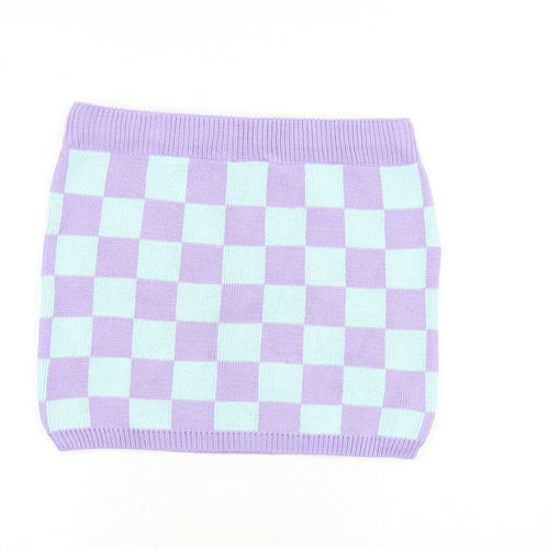 COLLUSION Womens Purple Check Acrylic Bandage Skirt Size 34 in