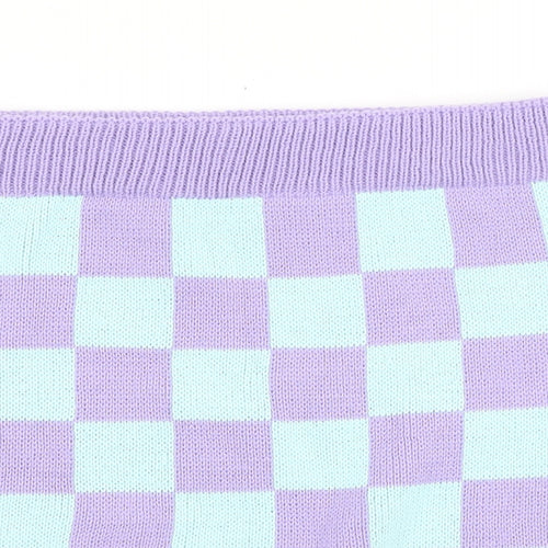 COLLUSION Womens Purple Check Acrylic Bandage Skirt Size 34 in