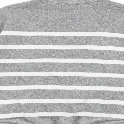 Primark Womens Grey High Neck Striped Viscose Pullover Jumper Size S