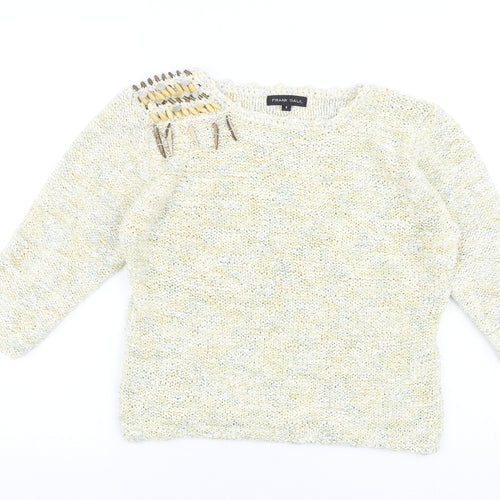 Frank Saul Womens Green Round Neck Cotton Pullover Jumper Size S