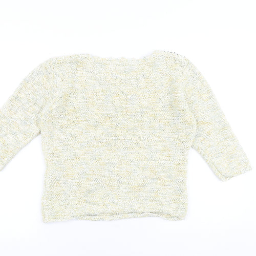 Frank Saul Womens Green Round Neck Cotton Pullover Jumper Size S