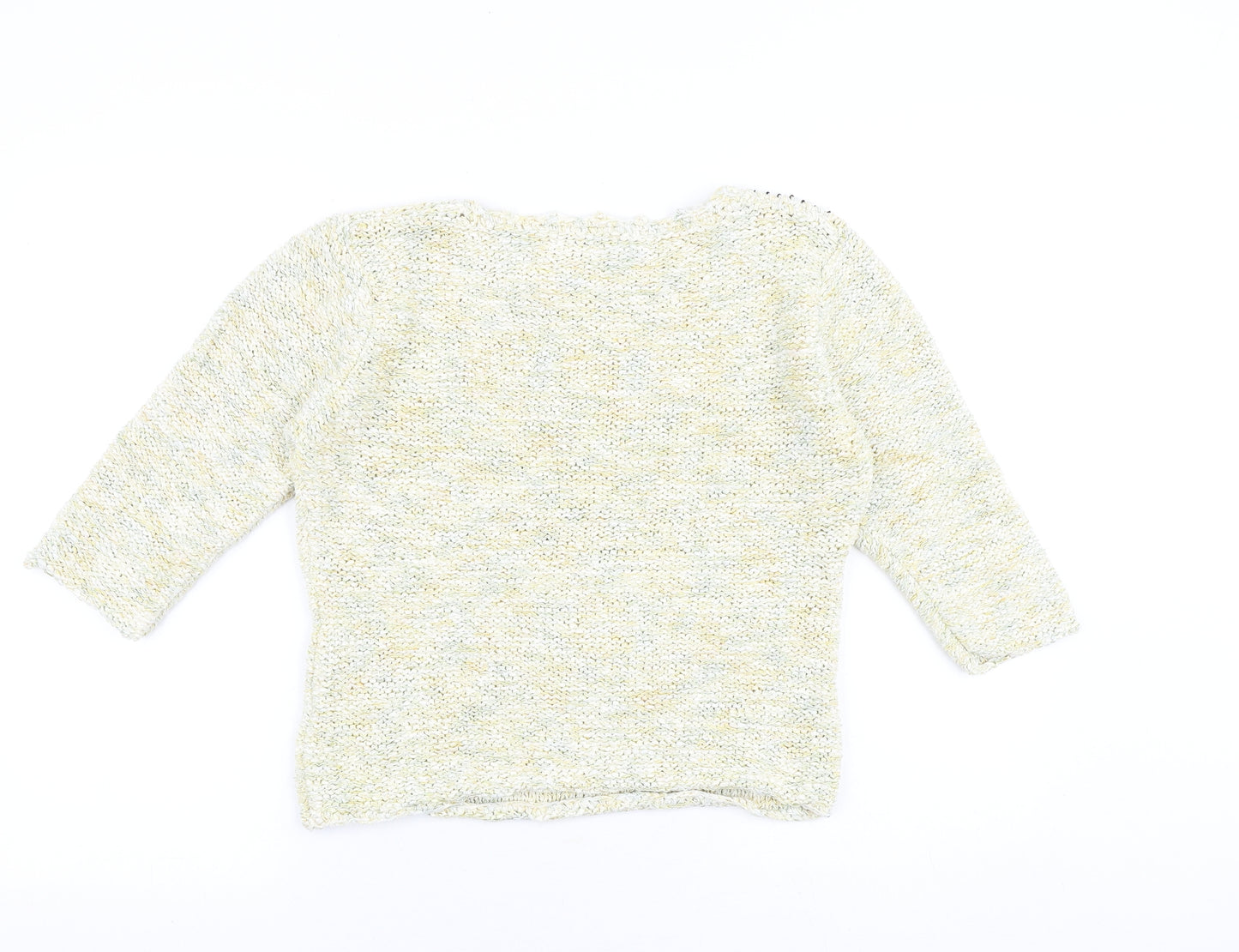Frank Saul Womens Green Round Neck Cotton Pullover Jumper Size S