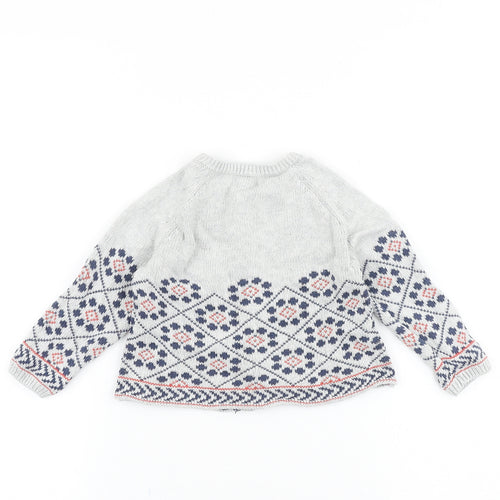 Marks and Spencer Baby Grey Geometric Acrylic Cardigan Jumper Size 9-12 Months Button