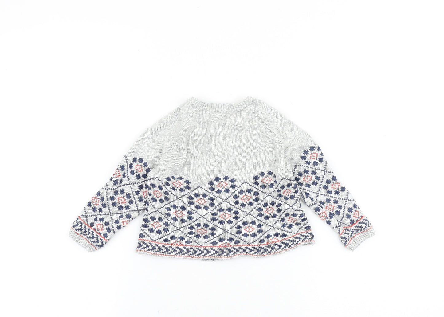 Marks and Spencer Baby Grey Geometric Acrylic Cardigan Jumper Size 9-12 Months Button