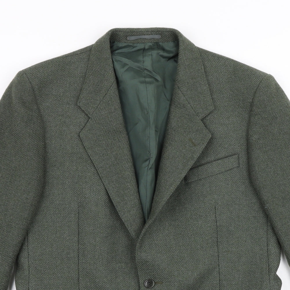 Boss Mens Green Viscose Jacket Suit Jacket Size 40 Regular