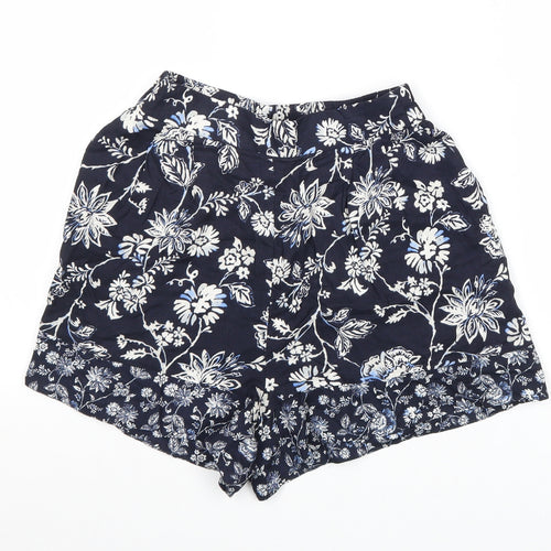 H&M Womens Blue Floral Viscose Bermuda Shorts Size 4 L15 in Regular Pull On