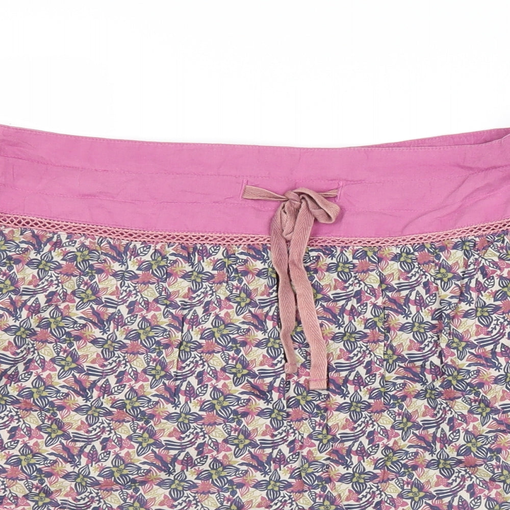 White Stuff Womens Multicoloured Floral Cotton Swing Skirt Size 8 Zip