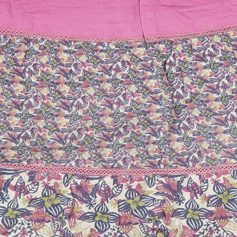 White Stuff Womens Multicoloured Floral Cotton Swing Skirt Size 8 Zip
