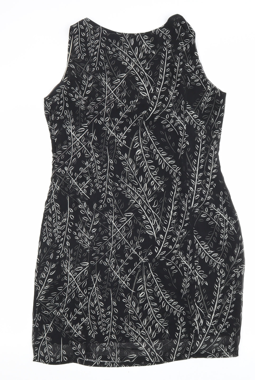 Fransa Womens Black Geometric Polyester A-Line Size M V-Neck Zip