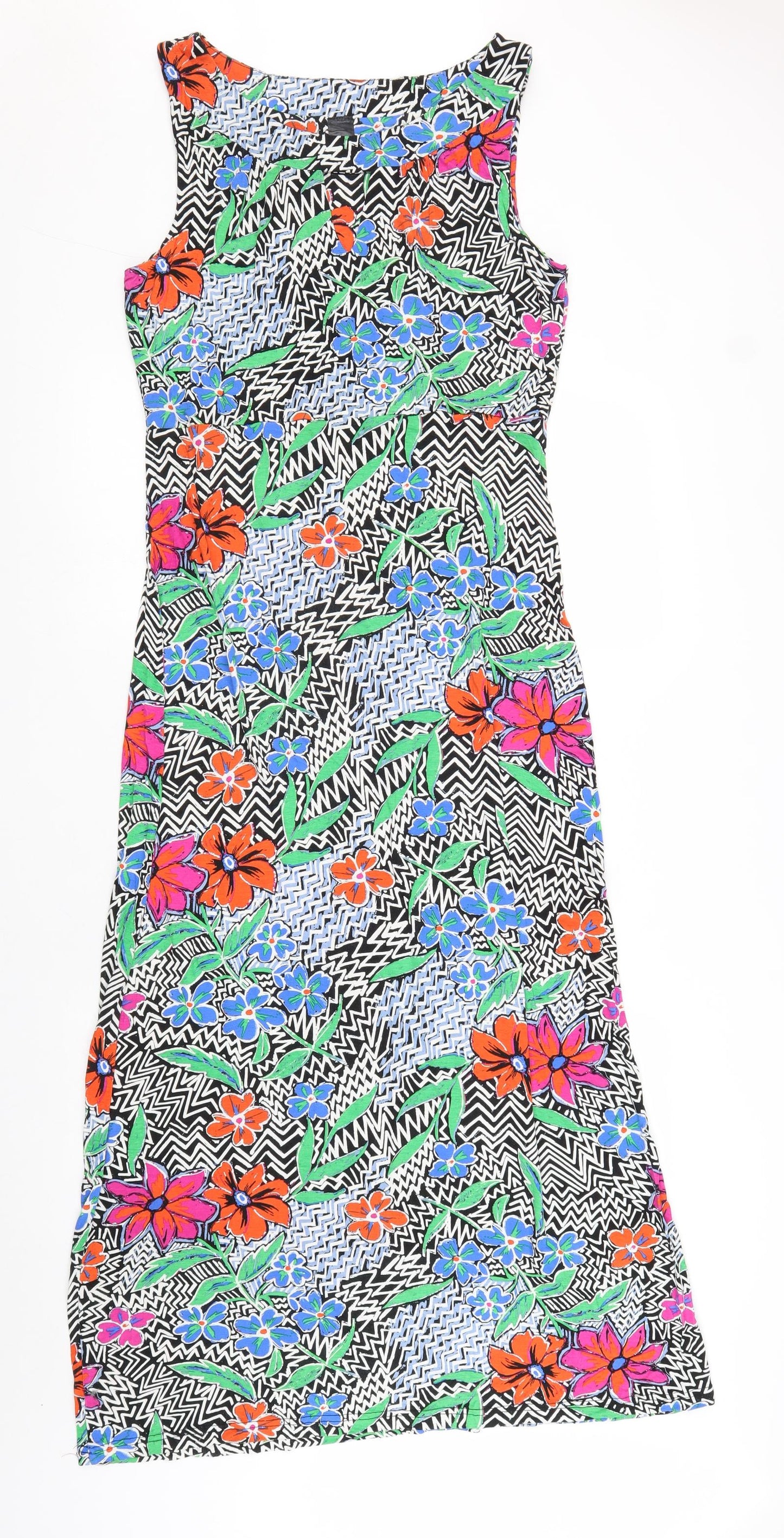 M&Co Womens Multicoloured Floral Viscose Maxi Size 14 Round Neck Pullover