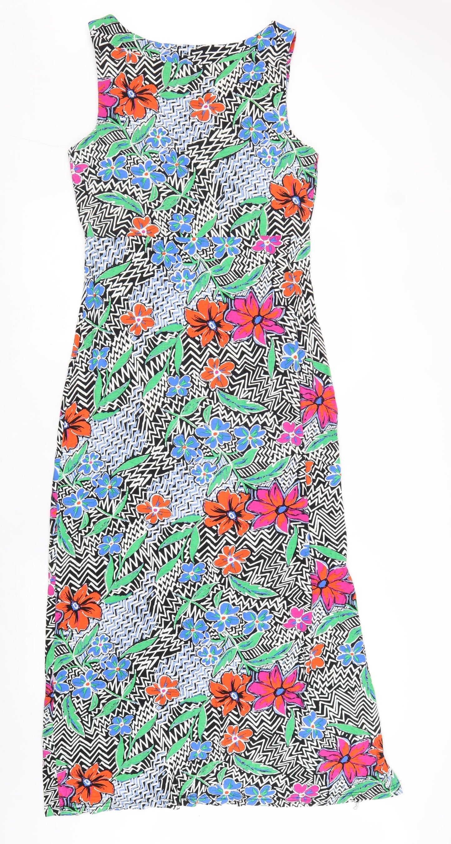 M&Co Womens Multicoloured Floral Viscose Maxi Size 14 Round Neck Pullover