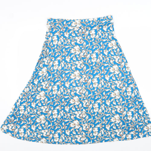 Marks and Spencer Womens Blue Floral Viscose Swing Skirt Size 12