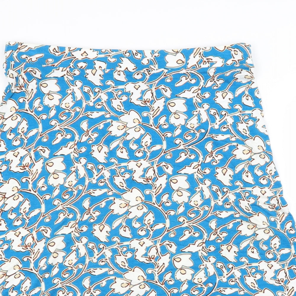 Marks and Spencer Womens Blue Floral Viscose Swing Skirt Size 12