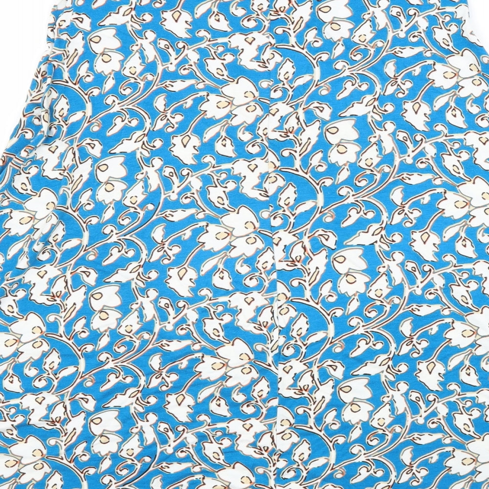 Marks and Spencer Womens Blue Floral Viscose Swing Skirt Size 12