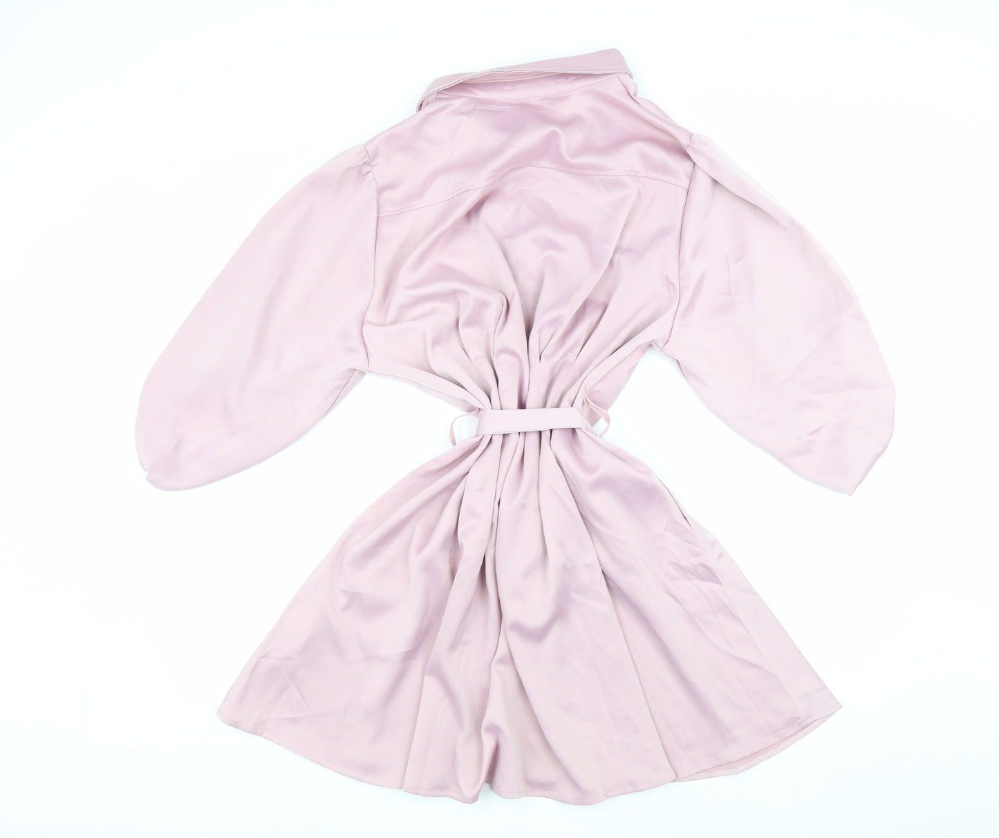 Allegra K Womens Pink Polyester Shirt Dress Size XL Collared Button