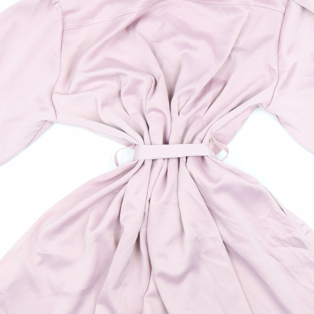 Allegra K Womens Pink Polyester Shirt Dress Size XL Collared Button