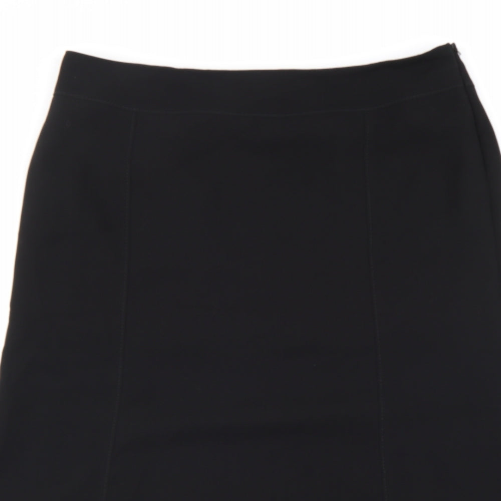 Marks and Spencer Womens Black Polyester Swing Skirt Size 18 Zip