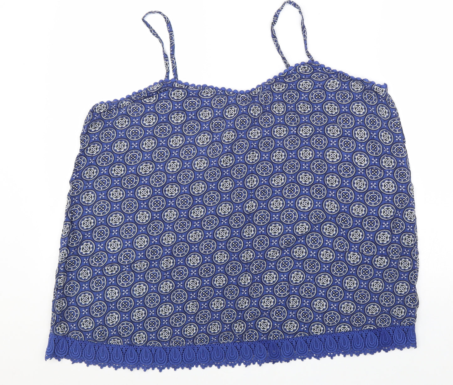 F&F Womens Blue Geometric Viscose Camisole Tank Size 18 V-Neck