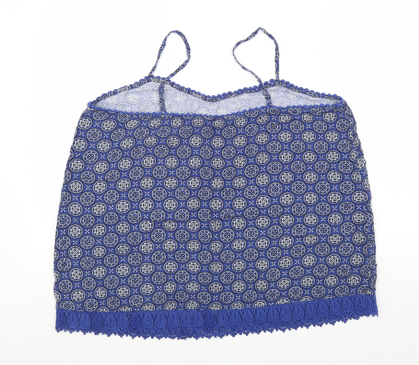 F&F Womens Blue Geometric Viscose Camisole Tank Size 18 V-Neck
