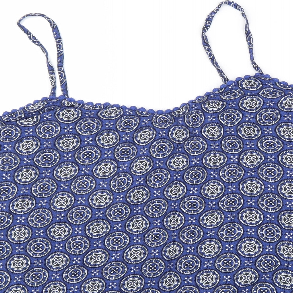 F&F Womens Blue Geometric Viscose Camisole Tank Size 18 V-Neck