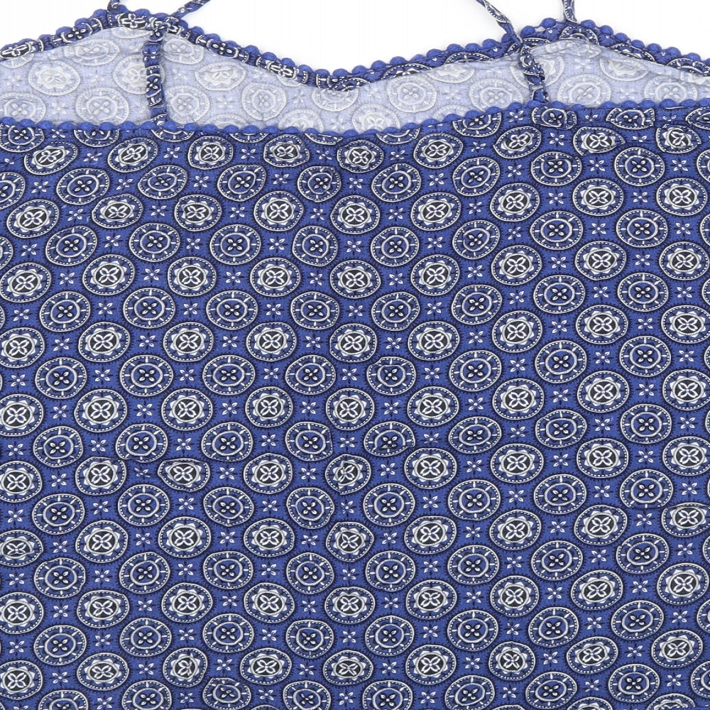 F&F Womens Blue Geometric Viscose Camisole Tank Size 18 V-Neck