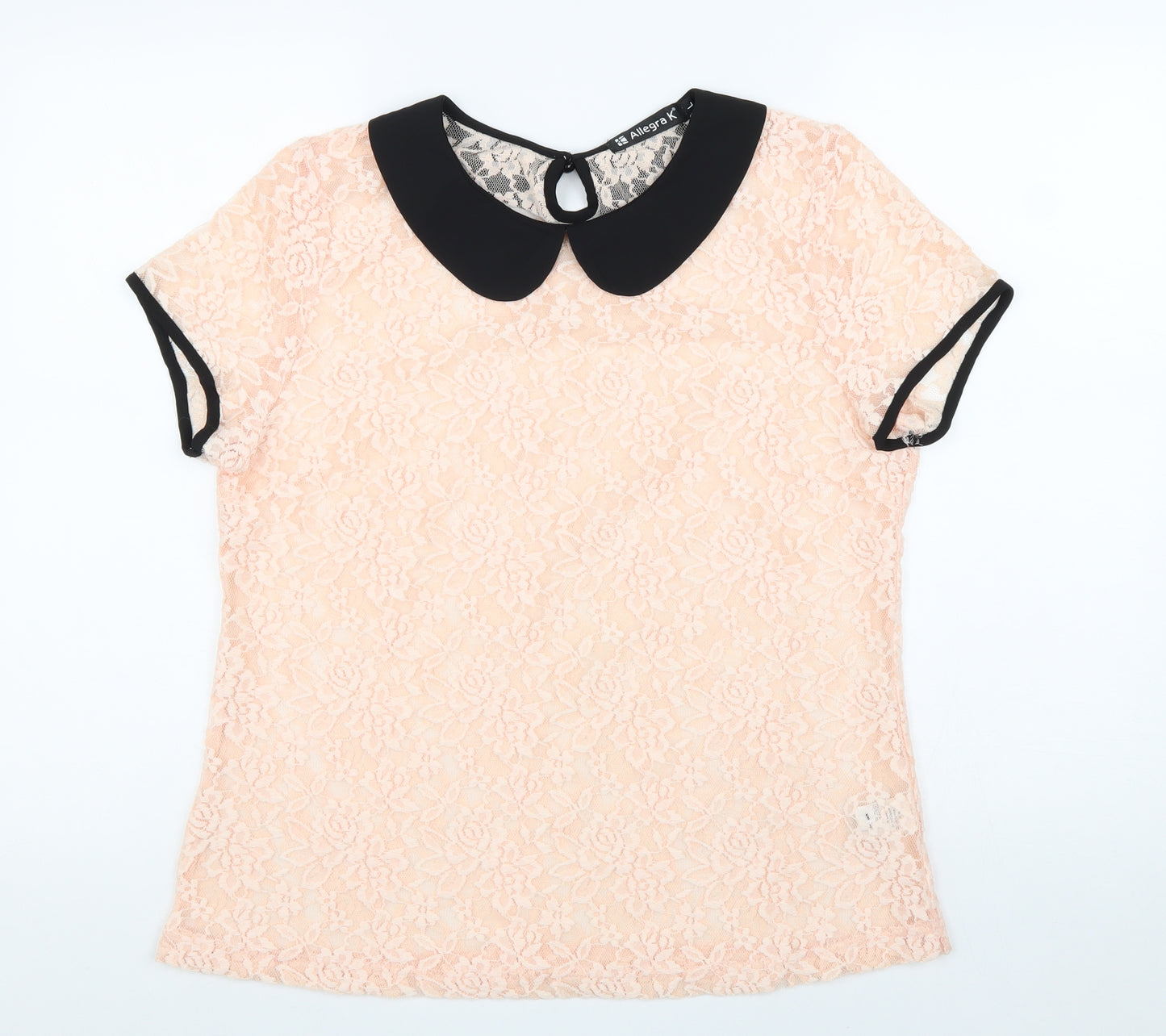Allegra K Womens Pink Polyester Basic Blouse Size L Collared