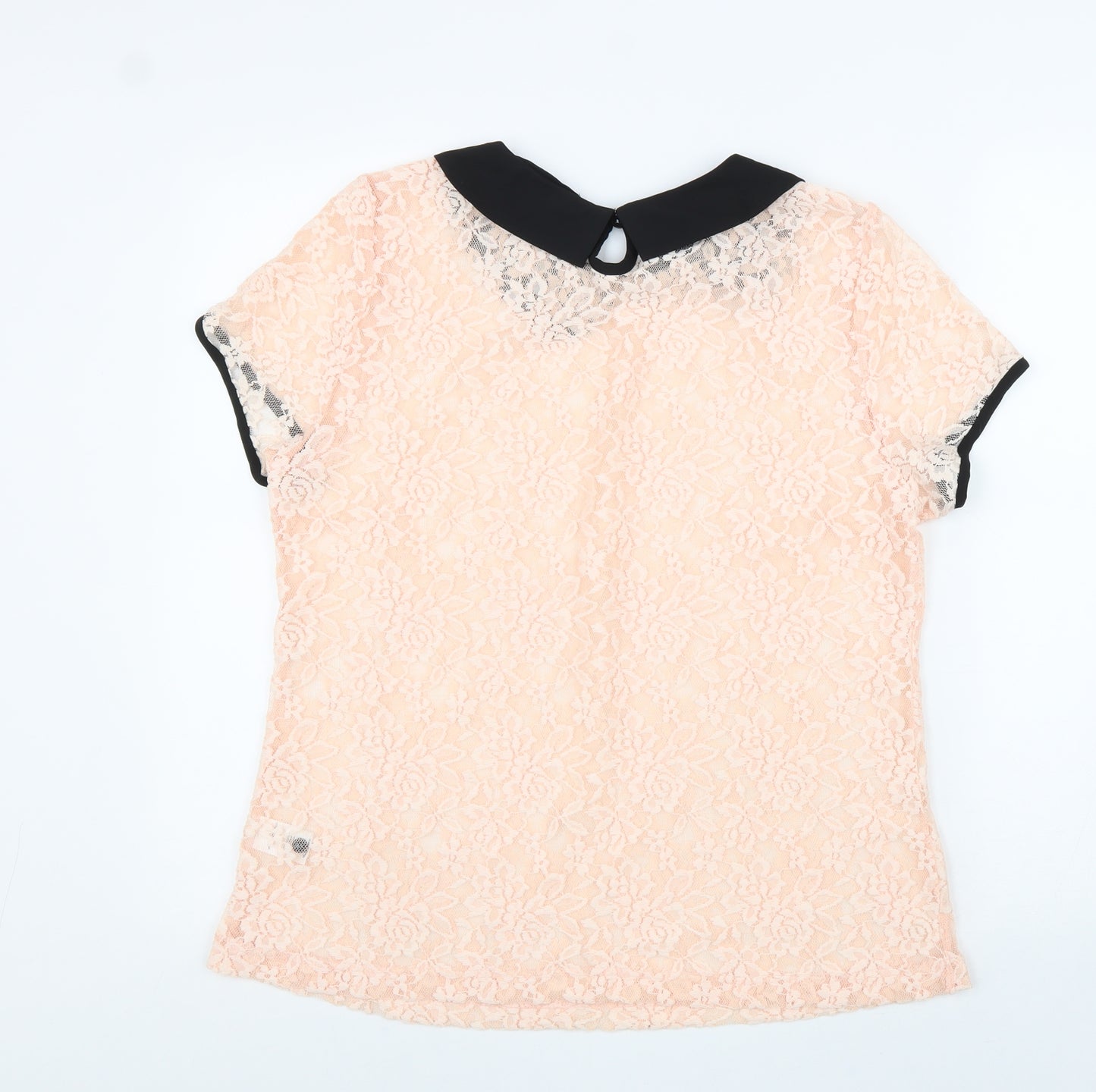 Allegra K Womens Pink Polyester Basic Blouse Size L Collared