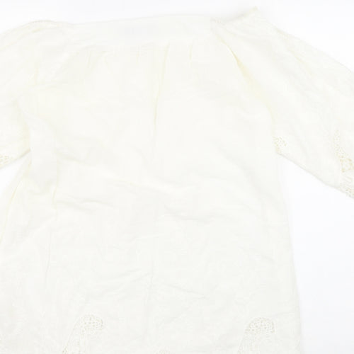 Boohoo Womens White 100% Cotton Shift Size 10 Off the Shoulder Pullover