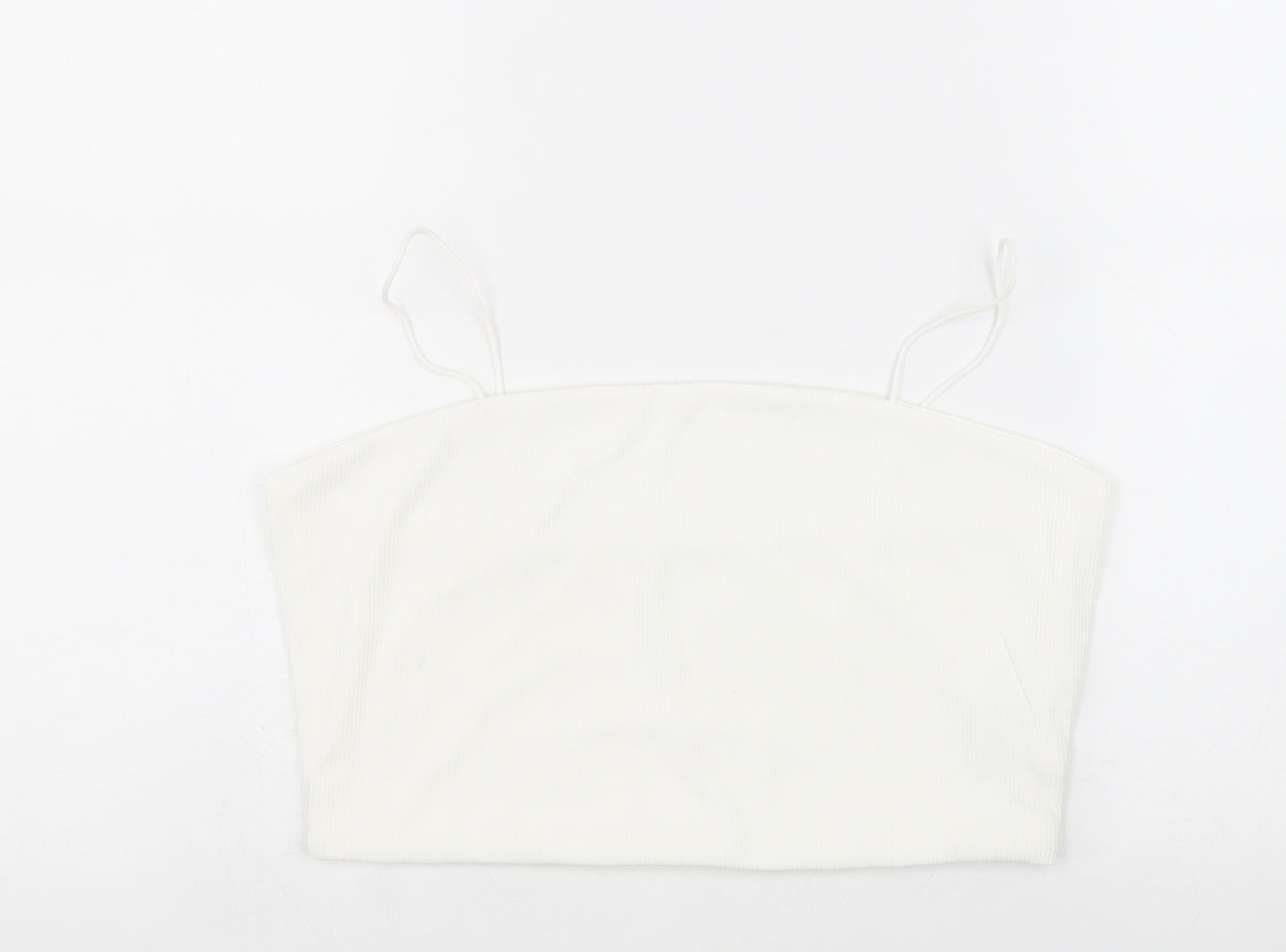 SheIn Womens White Polyester Cropped Tank Size L Square Neck
